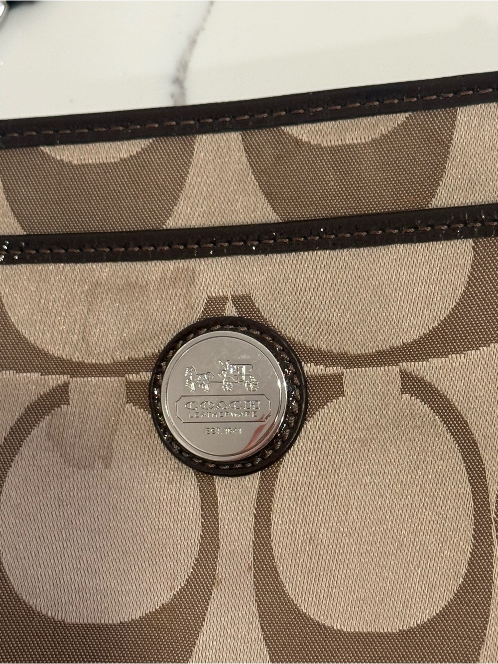Coach Signature Khaki Brown Crossbody Bag Brown & Tan - Picture 2 of 10